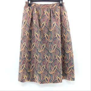 Vintage Designer Showcase Made in the USA Paisley Lined Midi Skirt Size S/M